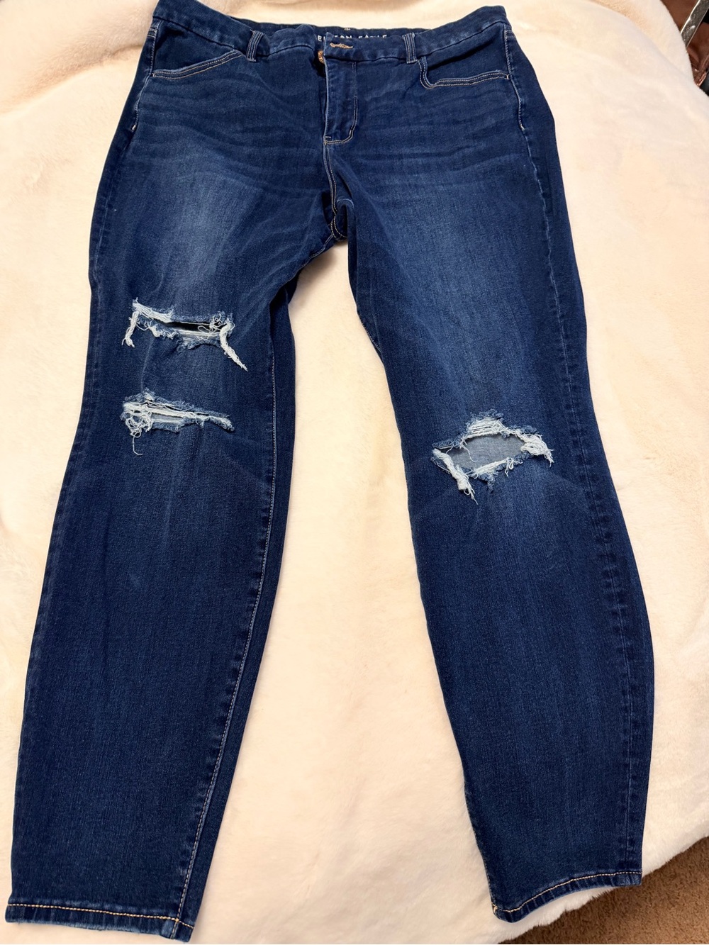 American Eagle Outfitters Dark Indigo Distressed Boyfriend Jeans